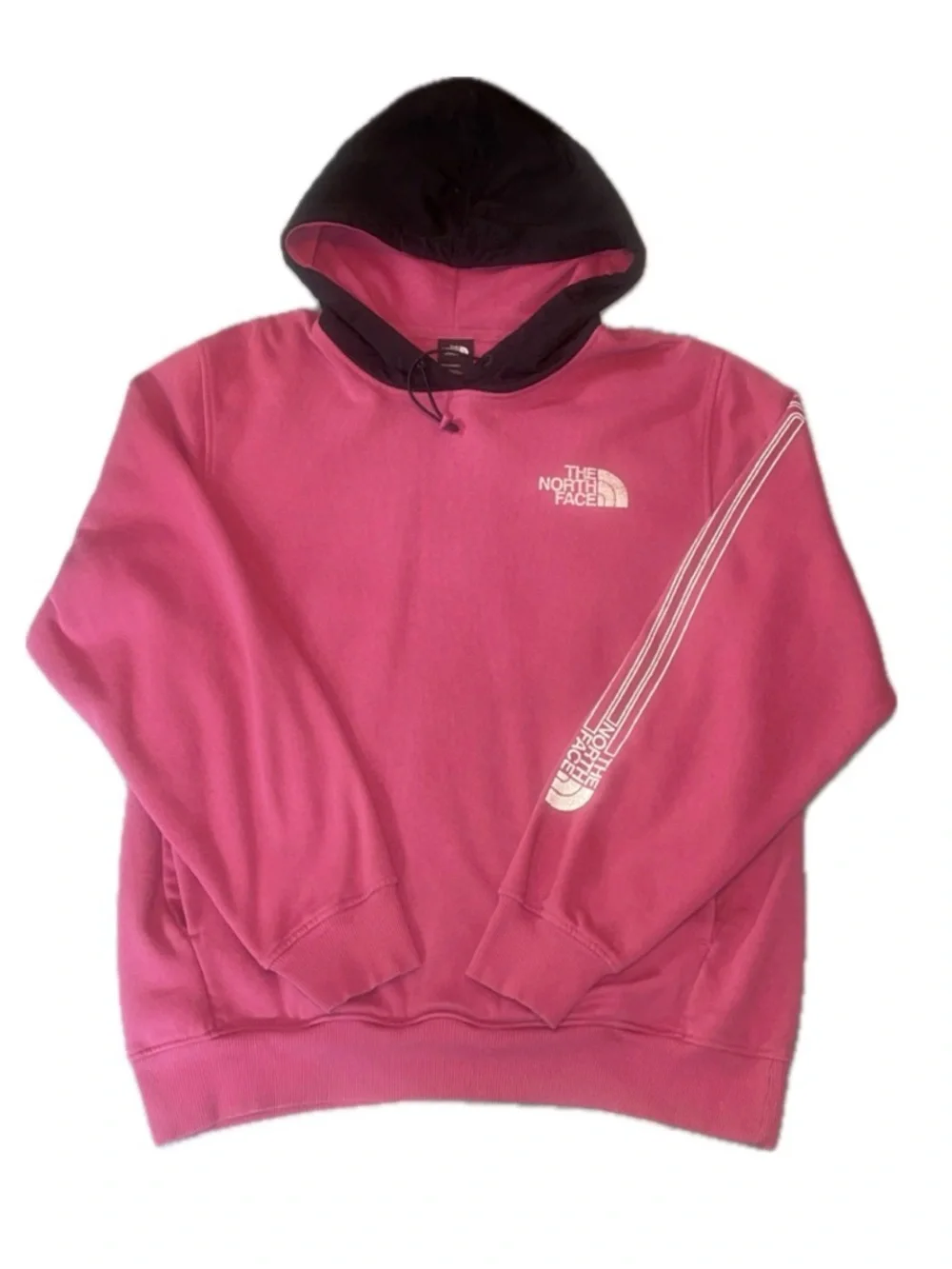 The North Face Graphic Box Logo Pullover Hoodie Men Medium Pink Black
